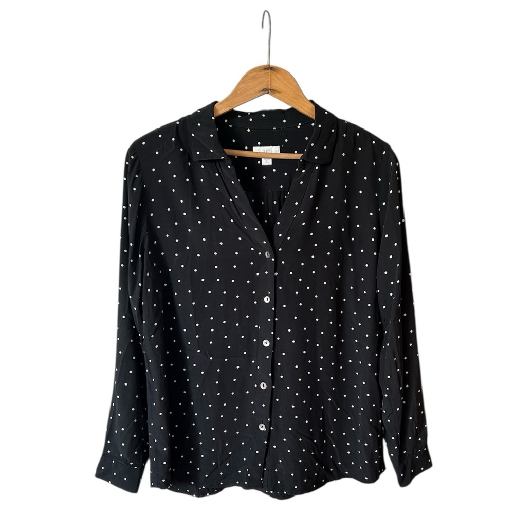 J. Jill | Women’s black and white polka dot collared button down top, size SP